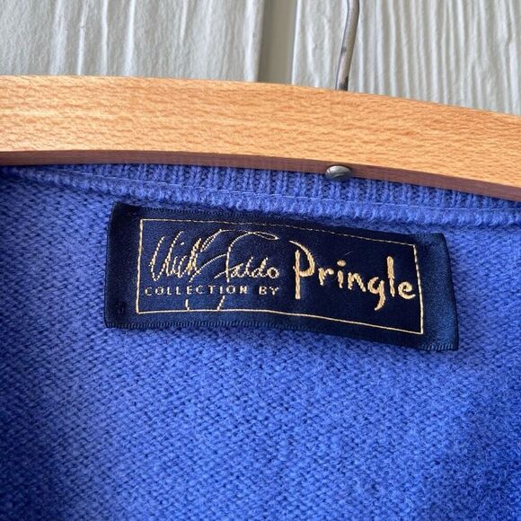 VTG Pringle of Scotland Periwinkle Wool Golf Sweater Men’s L XL Made in Scotland - Picture 5 of 9